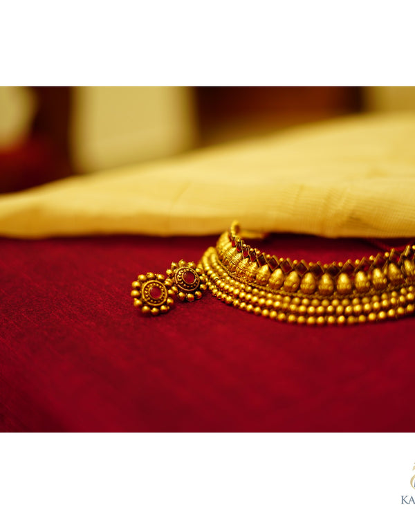 Antique Non-Idol Ball Choker Necklace set with matching Earrings