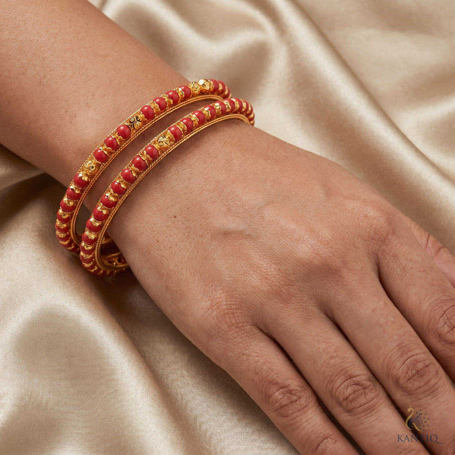 Ruby Beaded Antique Bangles