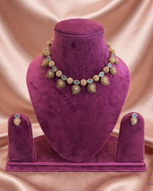Turquoise Mango Charm Necklace Set