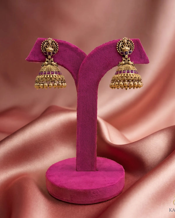Divine Bloom Antique Jhumkhas - Jhumka - Front View