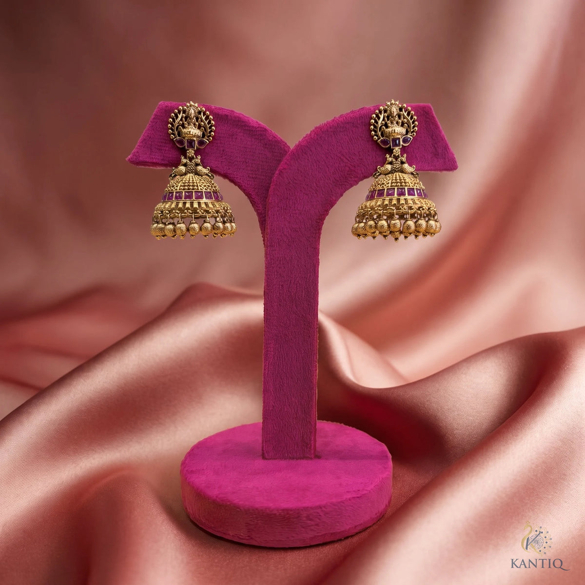 Divine Bloom Antique Jhumkhas - Jhumka - Front View