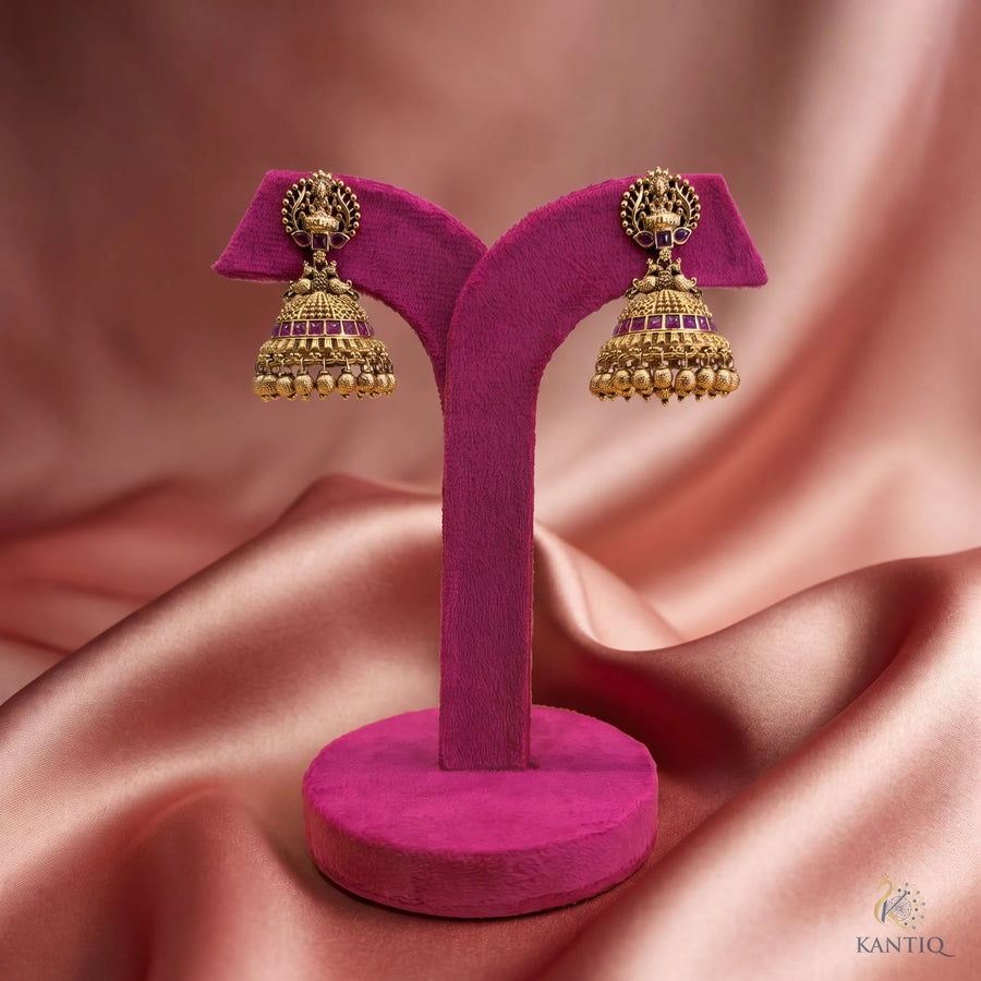 Divine Bloom Antique Jhumkhas - Jhumka - Front View