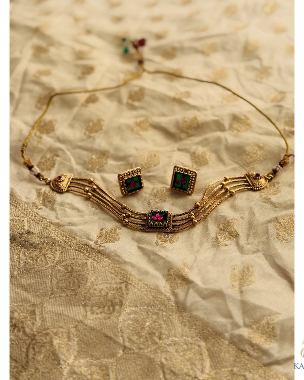 Non-Idol Four Layer Choker set with matching Earrings - Choker - Image 6