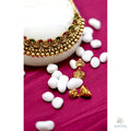 Antique Lakshmi Ball Choker Necklace set with matching Jhumkhas - Necklace - Image 4