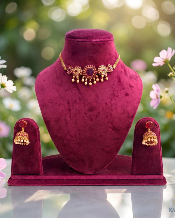  Kemp stone choker necklace set - Choker - Front View
