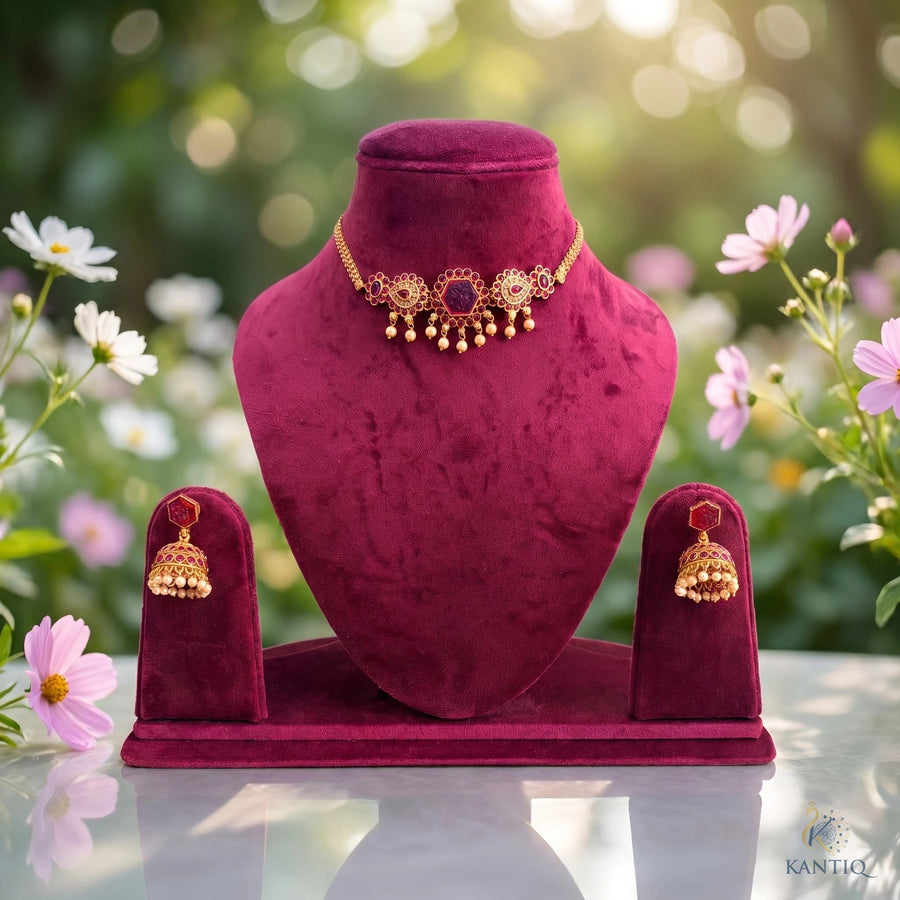  Kemp stone choker necklace set - Choker - Front View