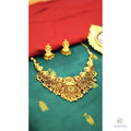 Kemp Mayura Lakshmi Premium Necklace with matching Jhumkhas - jewelry - Side View