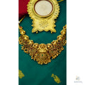 Kemp Mayura Lakshmi Premium Necklace with matching Jhumkhas - jewelry - Detail View