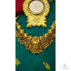 Kemp Mayura Lakshmi Premium Necklace with matching Jhumkhas - jewelry - Detail View