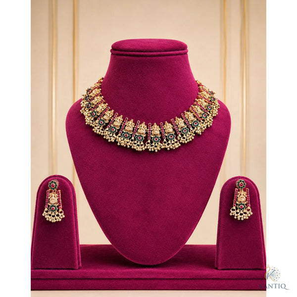 Swarnika Temple Necklace Set - Necklace - Front View