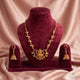 Lakshmi Motif Haram & Ruby Pearl Jhumka Set - Haram - Side View