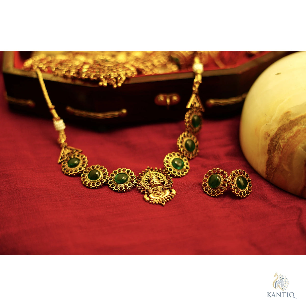 Kathakali Necklace set with matching Earrings - Necklace - Image 6