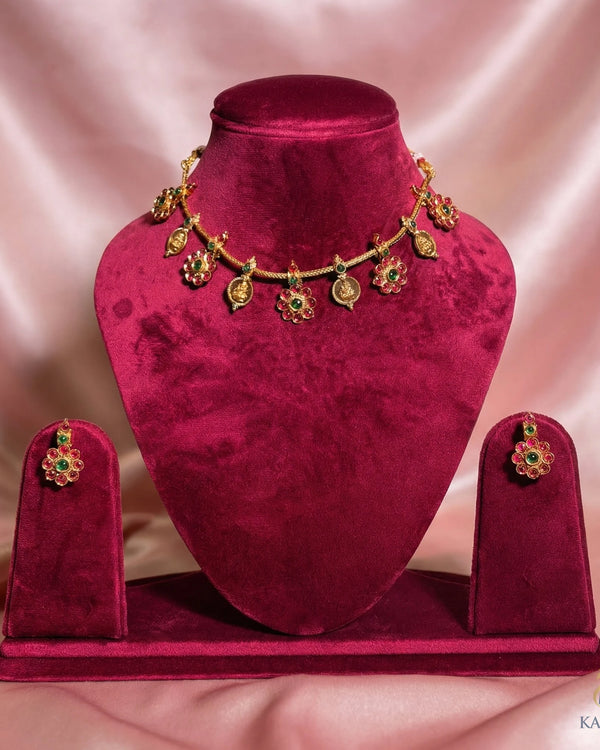 Antique Floral Coin Set - Necklace - Front View
