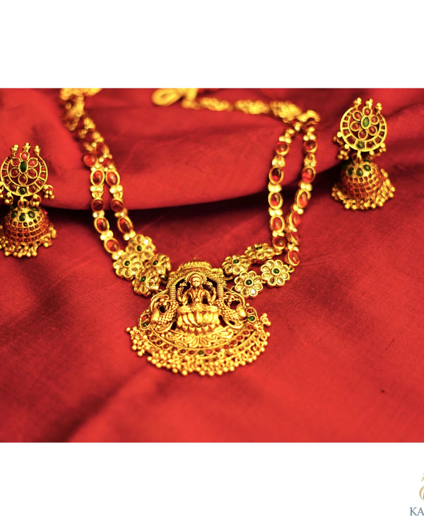 Sri Lakshmi Mayura Premium Antique Haram - Necklace - Front View