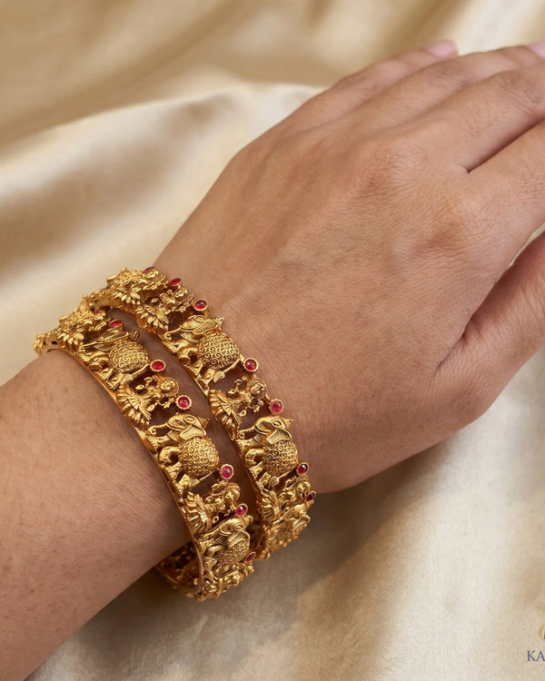 Gaja Lakshmi Antique Bangles - Bangles - Front View