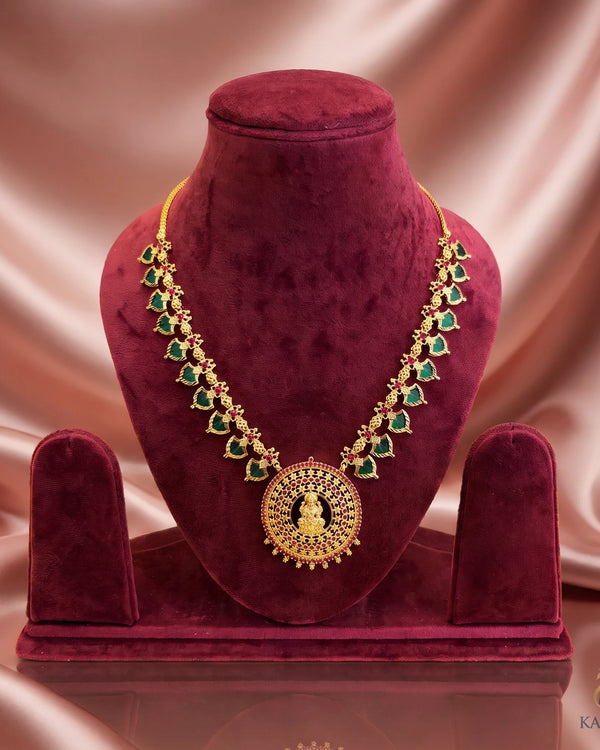 Mahalakshmi Gold-Finish Palakka Haram - Haram - Front View
