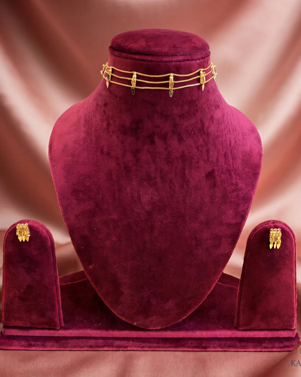 Non-Idol three layer Elakkathali - Choker - Front View