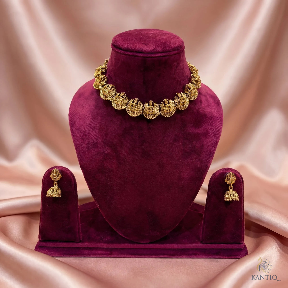 Mahalakshmi Temple Necklace - Necklace - Front View