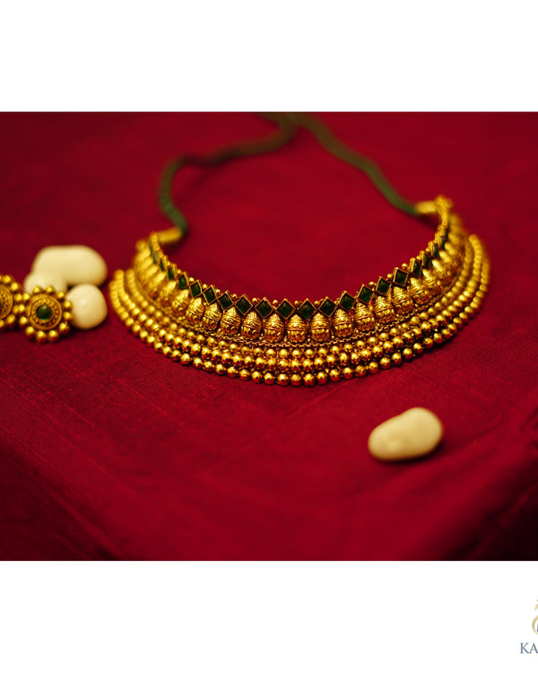 Antique Non-Idol Ball Choker Necklace set with matching Earrings
