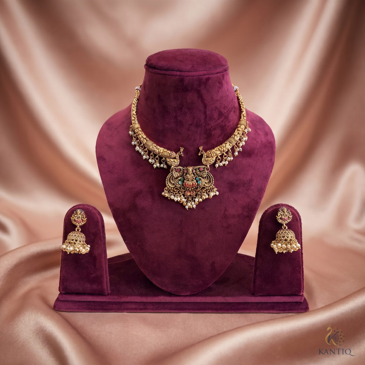 Peacock Lakshmi Necklace Set