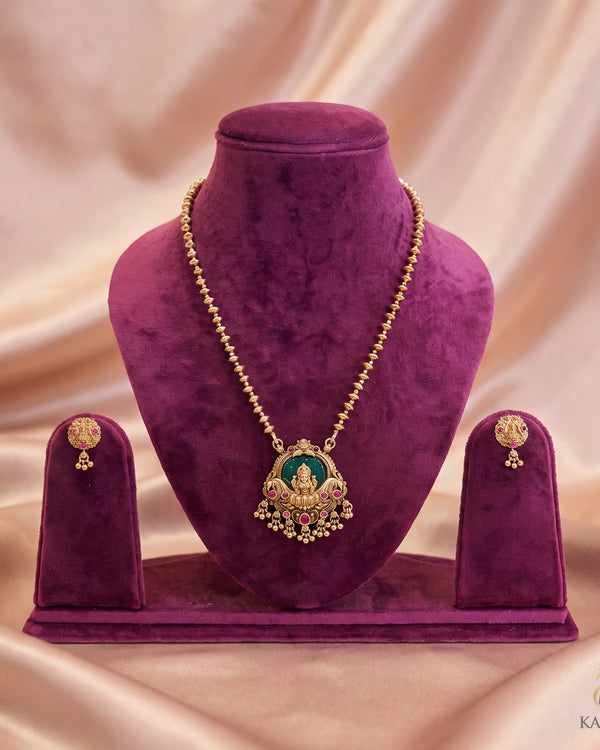 Divine Lakshmi Pendant Haram with Matching earrings