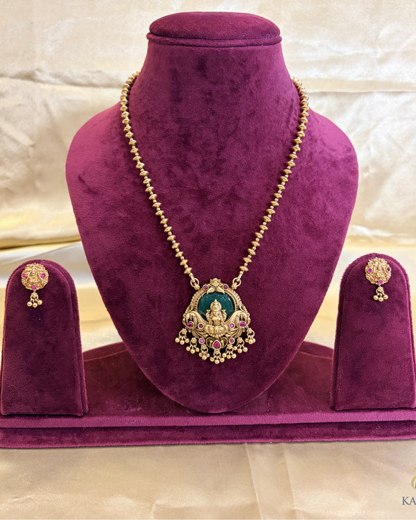 Divine Lakshmi Pendant Haram with Matching earrings