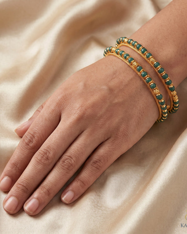 Green Beaded  Bangles