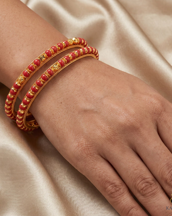 Ruby Beaded Antique Bangles