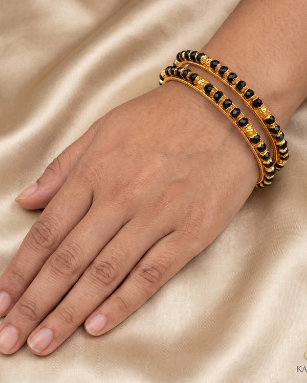 Midnight Black Beaded Bangles